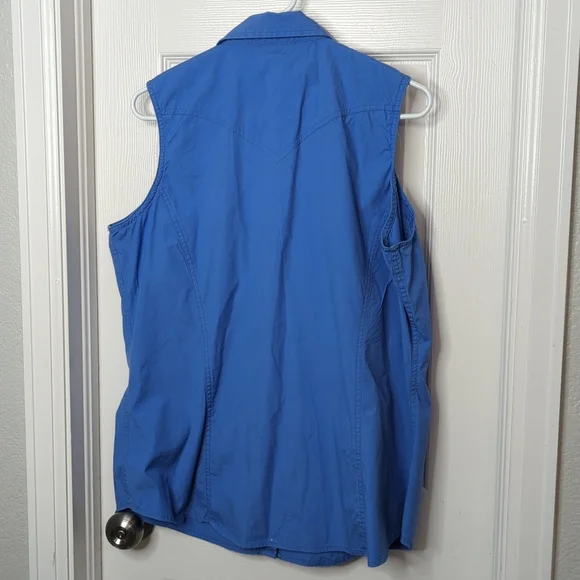 Carhartt Blue Sleeveless Utility Snap Closure Summer Top Blouse size XL - Picture 2 of 7